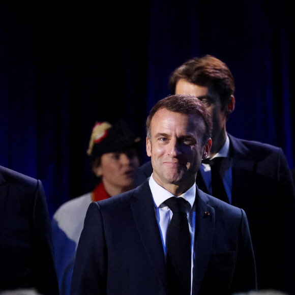 Emmanuel Macron et son homologue suisse, Alain Berset, se sont rendus à l'université de Lausanne le 16 novembre 2023. © Dominique Jacovides/Bestimage
