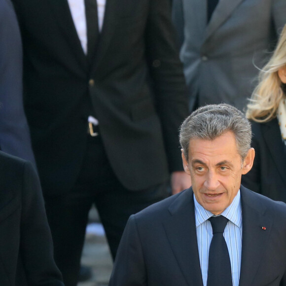 Carla Bruni Sarkozy et Nicolas Sarkozy - Arrivées à l'hommage national à Charles Aznavour à l'Hôtel des Invalides à Paris. Le 5 octobre 2018 © Jacovides-Moreau / Bestimage 