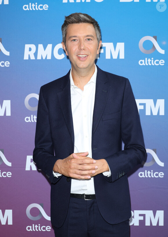 Maxime Switek lors de la conférence de presse de rentrée BFM TV. - RMC du groupe Altice France à Paris, France, le 31 août 2023. © Coadic Guirec/Bestimage