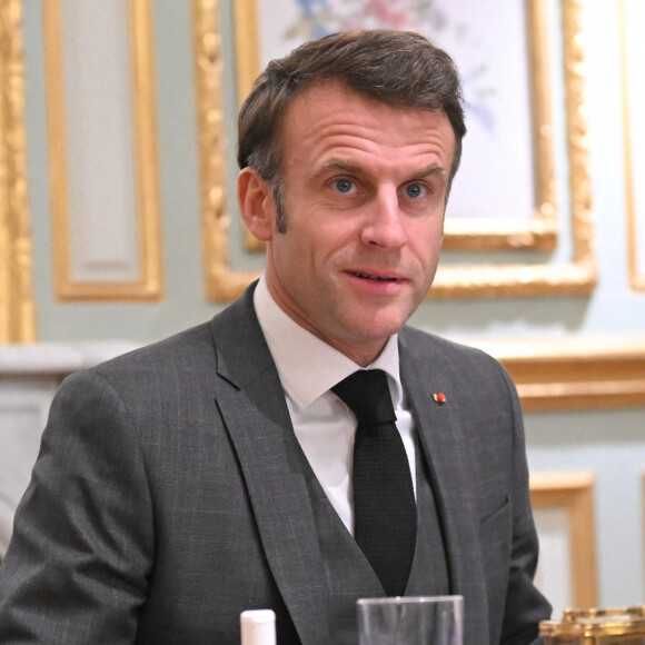 Les chefs de la diplomatie de plusieurs pays arabes et musulmans reçus par Emmanuel Macron au palais de l'Elysée à Paris, pour discuter de la situation au Moyen-Orient. Le 22 novembre 2023 © Eliot Blondet / Pool / Bestimage