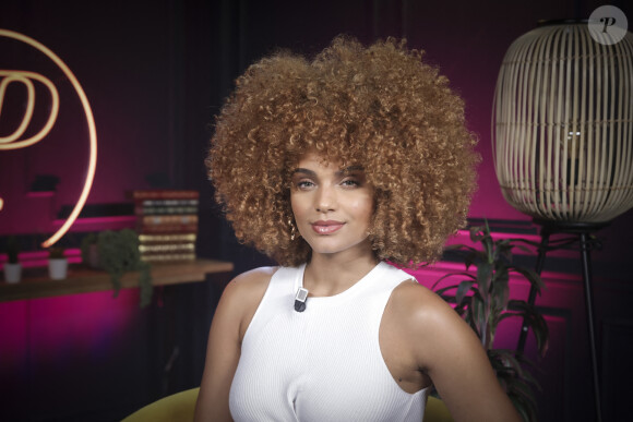 Exclusif - Alicia Aylies (Miss France 2017) lors de l'enregistrement de l'épisode 2 de l'émission exclusive "En privé avec" de Purepeople, dans les locaux de Webedia à Levallois-Perret le 11 décembre 2023. © Jack Tribeca/Bestimage