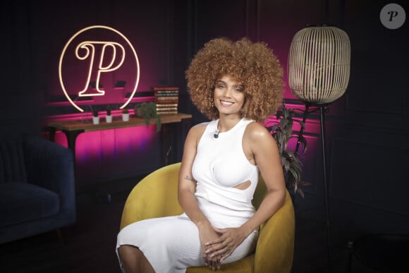 Exclusif - Alicia Aylies (Miss France 2017) lors de l'enregistrement de l'épisode 2 de l'émission exclusive "En privé avec" de Purepeople, dans les locaux de Webedia à Levallois-Perret le 11 décembre 2023. © Jack Tribeca/Bestimage