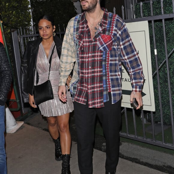 Exclusif - Matt Pokora (M. Pokora) et sa femme Christina Milian ont dîné avec Tony Parker au restaurant Giorgio Baldi à Santa Monica le 9 janvier 2021. 