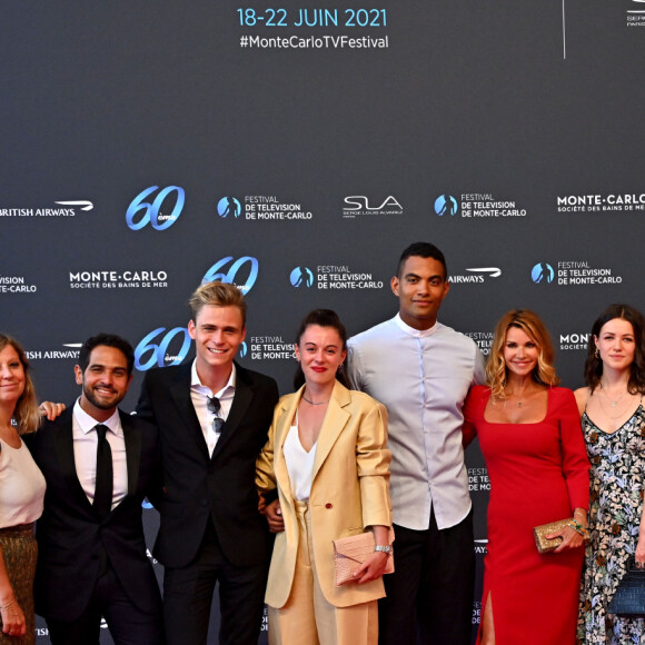 Samy Gharbi, Hector Langevin, Camille Genau, Terence Telle, Ingrid Chauvin, Julie Sassoust, Aurelie Pons ,Clement Remiens, Alexandre Brasseur, Catherine Marchal et Sarah Farahmand lors de la soirée d'ouverture du 60ème Festival de Télévision de Monte-Carlo au Grimaldi Forum à Monaco, le 18 juin 2021. © Bruno Bébert/Bestimage