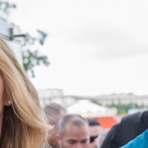 Steffi Graf et son mari André Agassi - Tournoi des "Longines Future Tennis Aces" sur le court en terre battue installé sous la Tour Eiffel dans le cadre de l'opération "Roland-Garros dans la Ville" à Paris, le 2 juin 2018. S. Graf et A. Agassi ont disputé un match avec les vainqueurs de cette compétition. © Jacovides/Moreau/Bestimage