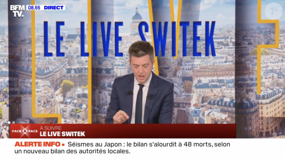 Maxime Switek présente son premier "Live Switek" en remplacement à Bruce Toussaint. BFMTV