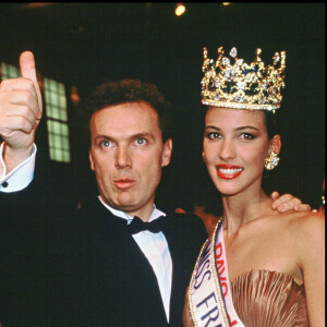 Archives - Linda Hardy et Julien Lepers - Election de Miss France 1992.