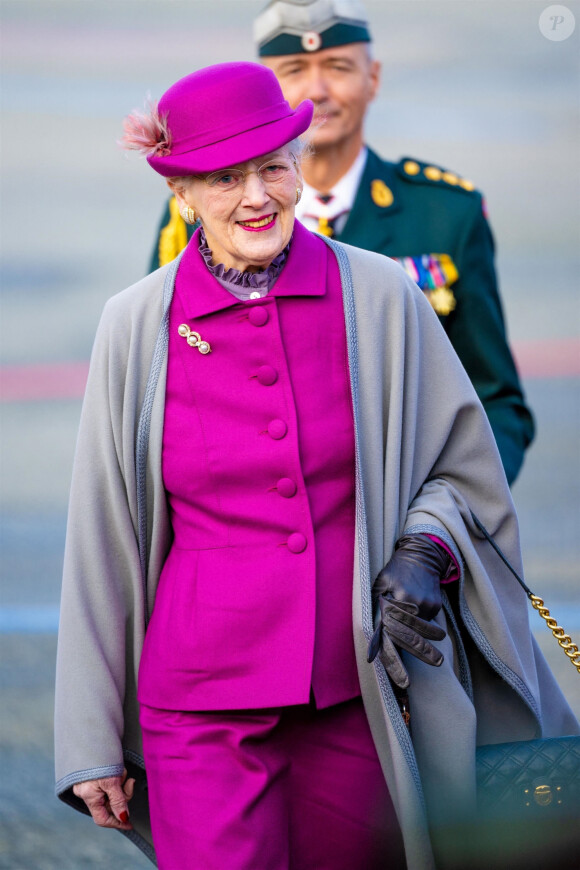 La reine Margrethe II de Danemark - Le couple royal d'Espagne, accueilli par la famille royale du Danemark à leur arrivée à Copenhague, le 6 novembre 2023. Leur visite, du 6 au 8 novembre 2023, sert à mettre en valeur et à renforcer les liens bilatéraux et les relations entre les deux pays. 