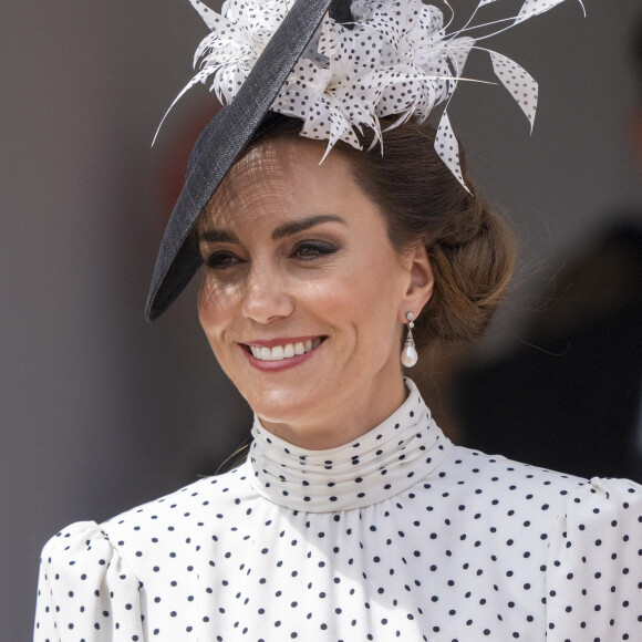 Catherine (Kate) Middleton, princesse de Galles, lors du service annuel de l'ordre de la jarretière à la chapelle St George du château de Windsor, le 19 juin 2023. 