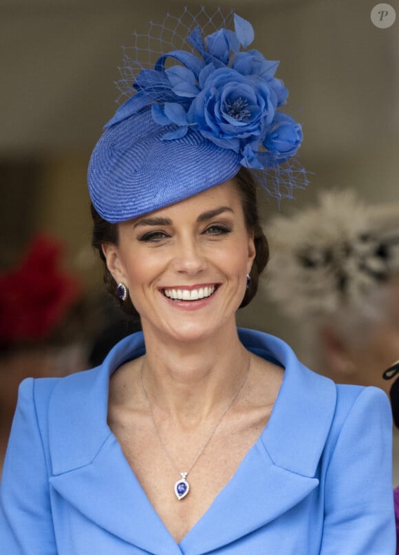 Kate Middleton fêtera bientôt ses 42 ans. 
Catherine (Kate) Middleton, duchesse de Cambridge, lors de la cérémonie de l'ordre de la Jarretière à la chapelle Saint-Georges du château de Windsor.  
