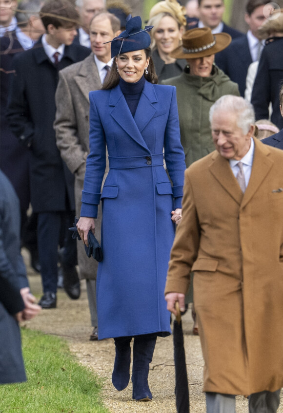 Catherine (Kate) Middleton, princesse de Galles, - Les membres de la famille royale britannique lors de la messe du matin de Noël en l'église St-Mary Magdalene à Sandringham, le 25 décembre 2023.