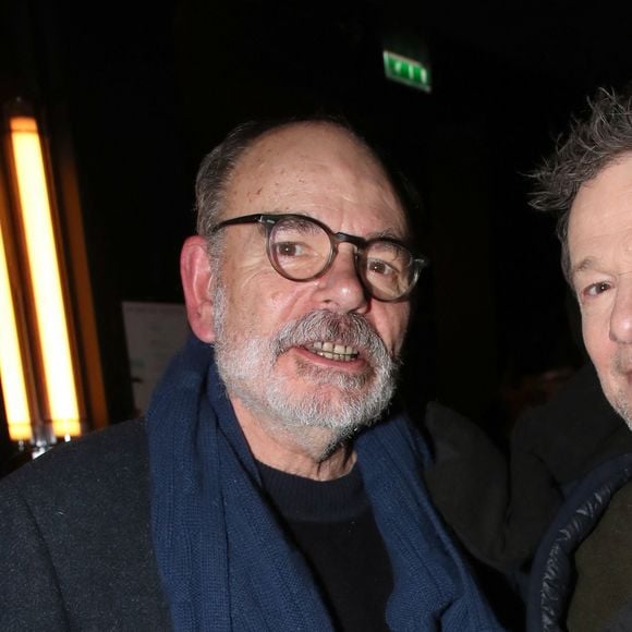 Exclusif - Jean-Pierre Darroussin et Jérôme Kircher - Cocktail après la 1ère représentation de la Pièce "Biographie : un jeu" au Théâtre Marigny à Paris, France, le 17 Janvier 2024. © Bertrand Rindoff / Bestimage