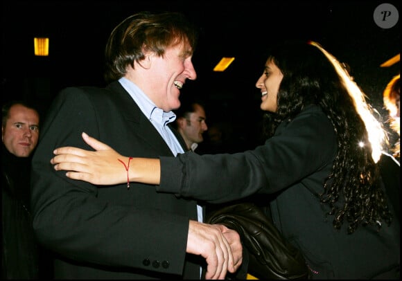 Exclusif - Gérard Depardieu et Roxane - Dîner au restaurant Flora Danika pour le film "Olé" le 28 novembre 2005