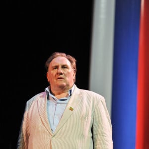 Gerard Depardieu - L'acteur Gerard Depardieu etait a Nice pour la cloture du 1er Festival du Cinema Russe a Nice a l'Acropolis le 16 juin 2013. Le depute maire après avoir fait l'eloge de l'acteur fraichement expatrie, a invite les public, a redecouvir, le film realise pour la television francaise par Josee Dayan, Raspoutine, produit par Arnaud Frilley present sur la scene d'Acropolis.  French actor and newly-minted Russian citizen Gerard Depardieu attends the presentation of the film "Raspoutine" during the first Russian film festival on June 16, 2013, in Nice, southeastern France.