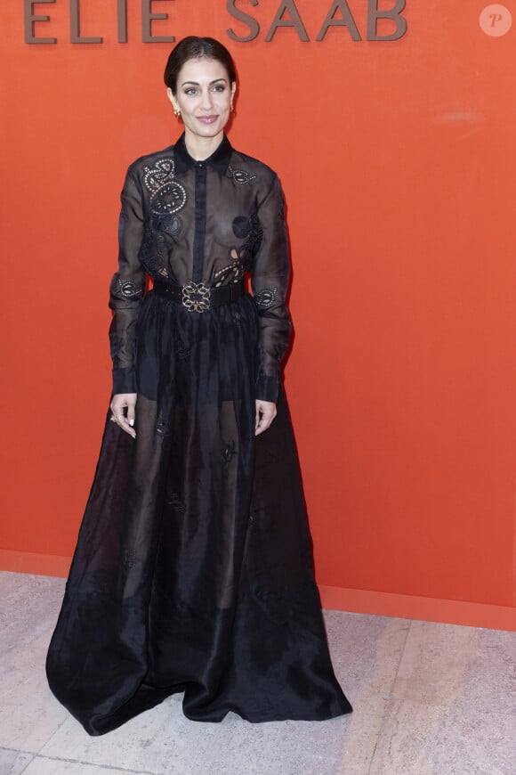 Hiba Abouk au défilé de mode Haute-Couture "Elie Saab" au Palais de Tokyo lors de la fashion week de Paris. le 24 janvier 2024 © Olivier Borde / Bestimage