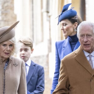 Catherine (Kate) Middleton, princesse de Galles,Le roi Charles III d'Angleterre et Camilla Parker Bowles, reine consort d'Angleterre, - Messe de Noël de la famille royale à Sandringham.