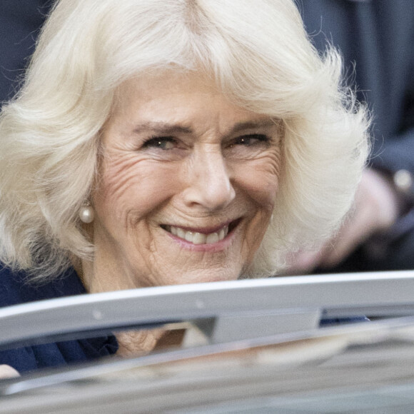 Camilla Parker Bowles, reine consort d'Angleterre, quitte la London Clinic où le roi est opéré de la prostate à Londres, le 26 janvier 2024. 
