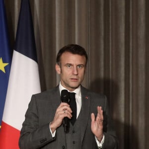 Le président français, Emmanuel Macron recoit l'équipe de France masculine de handball championne d'Europe, au palais de l'Elysée, Paris, France, le 29 janvier 2024 © Stéphane Lemouton/Bestimage 