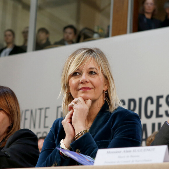 Flavie Flament, Alain Suguenot (maire de Beaune) - F. Flament et B. Magimel, marraine et parrain de la 162ème vente des vins des hospices de Beaune le 20 novembre 2022. © Pascal Fayolle/Bestimage