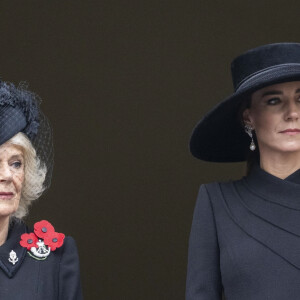 Camilla Parker Bowles, reine consort d'Angleterre, et Catherine (Kate) Middleton, princesse de Galles, - Les membres de la famille royale d'Angleterre et les personnalités lors du "Remembrance Sunday Service" à Londres, le 13 novembre 2022. 