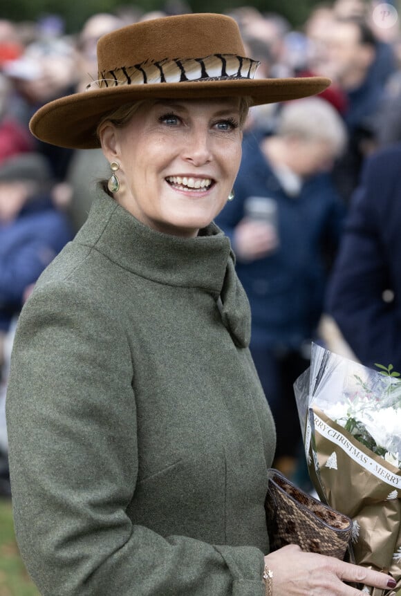 Sophie Rhys-Jones, duchesse d'Edimbourg - Les membres de la famille royale britannique lors de la messe du matin de Noël en l'église St-Mary Magdalene à Sandringham, le 25 décembre 2023.
