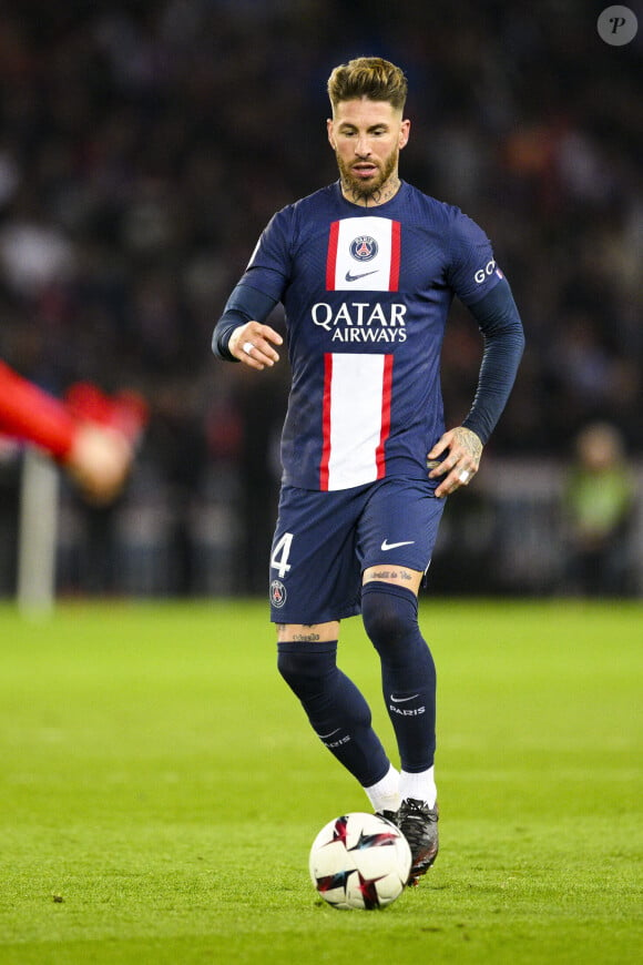Sergio Ramos (PSG) - Match de championnat de Ligue 1 Uber Eats opposant le Paris Saint-Germain (PSG) au RC Lens (3-1) au Parc des Princes à Paris le 15 avril 2023.