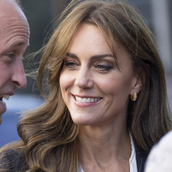 Le prince William, prince de Galles, et Catherine (Kate) Middleton, princesse de Galles, en visite au pavillon Grange à Cardiff, le 3 octobre 2023.