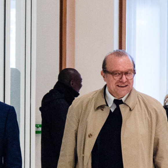 Bernard Tapie, sa femme Dominique Tapie et ses avocats Hervé Témime et Julia Minkowski enceinte (femme de B.Griveaux). © Pierre Perusseau / Bestimage