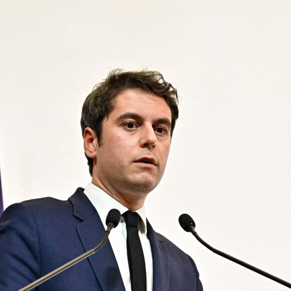 Gabriel Attal, premier ministre, lors de la remise du prix Ilan Halimi, à Matignon, Paris le 14 février 2024. © Eric Tschaen/Pool/Bestimage