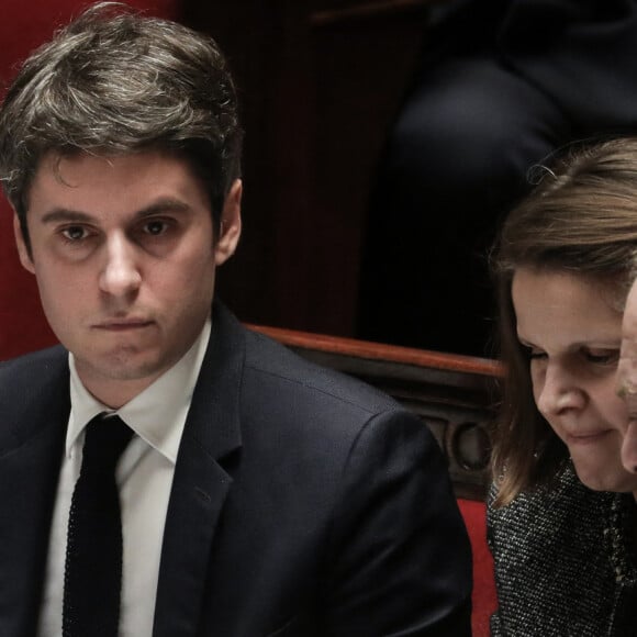 Le Premier ministre, Gabriel Attal - Séance de questions au gouvernement à l'Assemblée nationale, à Paris, France, le 13 février 2024. © Stéphane Lemouton/Bestimage 