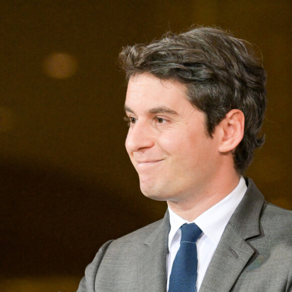 Olaf Scholz (chancelier d'Allemagne) et Gabriel Attal (Premier ministre français) en conférence de presse à Berlin, le 5 février 2024. 