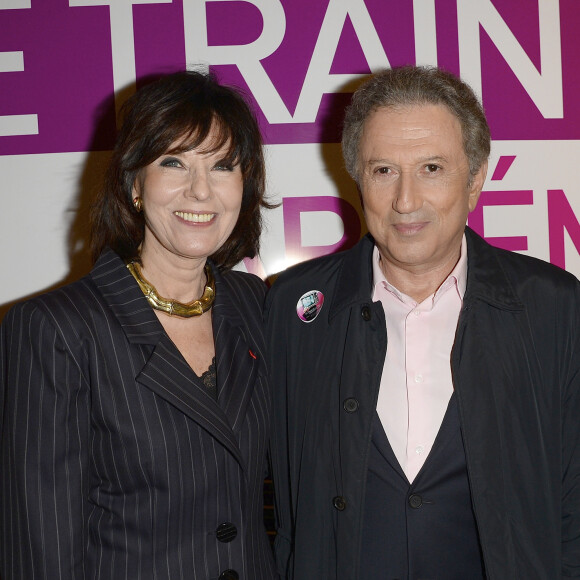 Denise Fabre et Michel Drucker - Inauguration "Le Train de la Télé" à Paris Gare de Lyon le 6 octobre 2014.