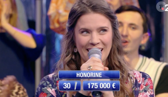 Honorine éliminée de "N'oubliez pas les paroles" dans l'émission du 22 février 2024. France 2