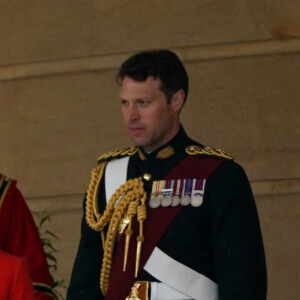 Le roi Charles III d'Angleterre et Le prince George de Galles - Sortie de la cérémonie de couronnement du roi d'Angleterre à l'abbaye de Westminster de Londres, Royaume Uni, le 6 mai 2023.