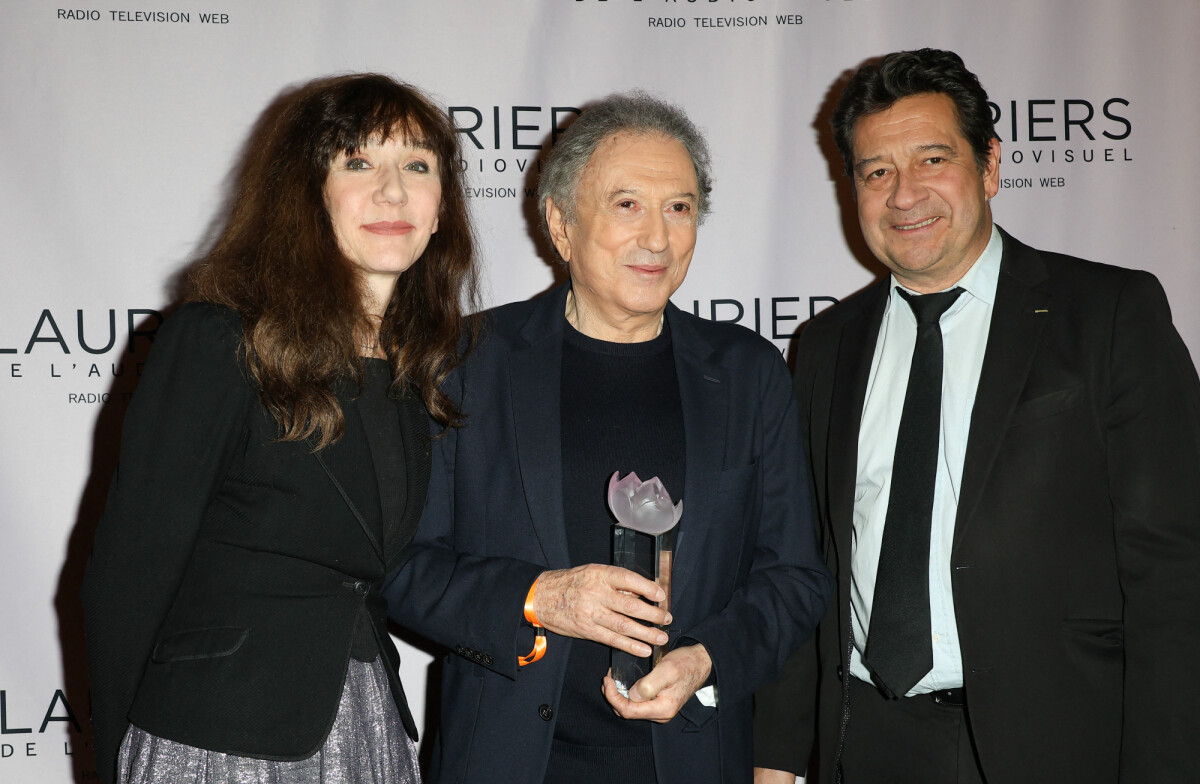 Photo Virginie Lemoine, Michel Drucker (Laurier d'honneur) et Laurent