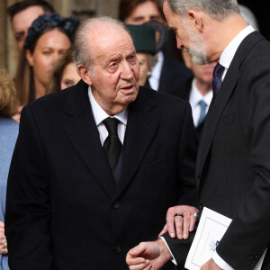 Felipe et Juan Carlos d'Espagne - Messe en hommage au roi Constantin II de Grèce, Chapelle Saint George, Windsor, 27 février 2024. Photo by Chris Jackson /PA Wire/ABACAPRESS.COM