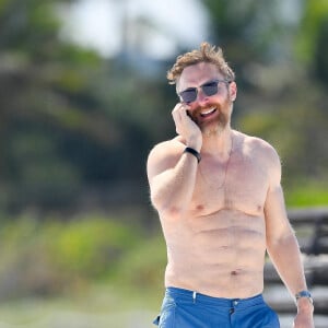 De son côté, le DJ a montré ses abdominaux sculptés en profitant d'un moment de détente sur le sable chaud.
Exclusif - David Guetta et sa compagne Jessica Ledon, enceinte, passent une journée à la plage pour partager des moments complices en attendant l'arrivée de leur premier enfant. Miami Beach le 26 février 2024. 