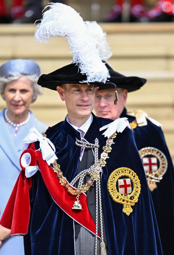 Le prince Edward, duc d'Édimbourg lors du service annuel de l'ordre de la jarretière à la chapelle St George du château de Windsor, le 19 juin 2023. 
