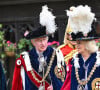 Une nouvelle épreuve après les maladies. 
Le roi Charles III d'Angleterre, et Camilla Parker Bowles, reine consort d'Angleterre, lors du service annuel de l'ordre de la jarretière à la chapelle St George du château de Windsor, le 19 juin 2023. 
