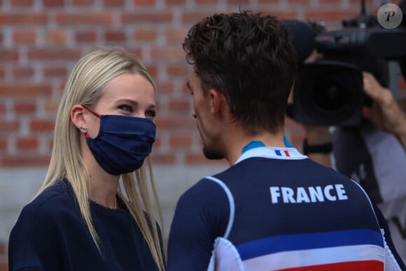 Julian Alaphilippe et sa compagne Marion Rousse - Championnats du Monde UCI - Elite Hommes à Leuven en Belgique le 26 septembre 2021.