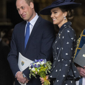 Le prince William, prince de Galles, Catherine (Kate) Middleton, princesse de Galles - La famille royale britannique à la sortie du service annuel du jour du Commonwealth à l'abbaye de Westminster à Londres le 13 mars 2023. 