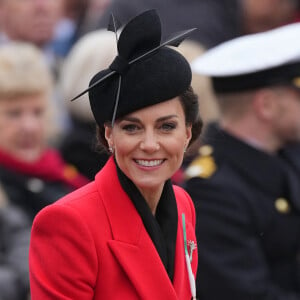 Catherine Kate Middleton, princesse de Galles, en visite au "1st Battalion Welsh Guards at Combermere Barracks "à Windsor, à l'occasion de la Saint-David le 1er mars 2023. 