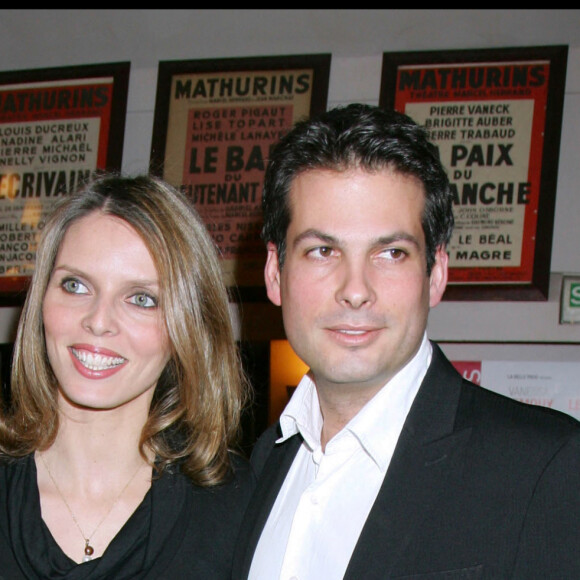 SYLVIE TELLIER & SON MARI CAMILLE LE MAUX - GENERALE DE LA PIECE ' LE JEU DE LA VERITE 2 ' SPECIALE PIECES JAUNE AU THEATRE DES MATHURINS . © Guillaume Gaffiot/Bestimage 