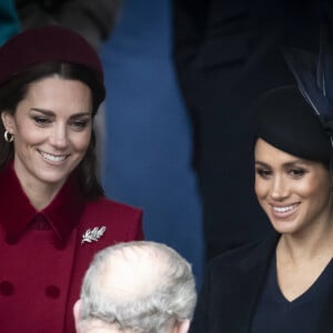 Catherine Kate Middleton, duchesse de Cambridge, Meghan Markle, duchesse de Sussex - La famille royale assiste à la messe de Noël à Sandringham le 25 décembre 2018. 