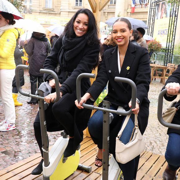 Cindy Fabre et Indira Ampiot lors du lancement de 'Une Jonquille contre le cancer' à Paris le 12 Mars 2024. © Denis Guignebourg/Bestimage