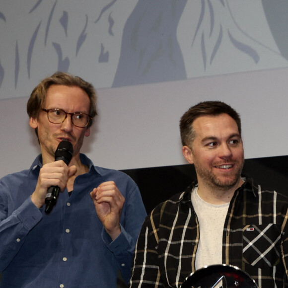 Olivier Ducray, Wilfried Méance, Alexandra Lamy, Bernard Campan lors de la cérémonie de clôture du 27e Festival International du Film de Comédie de l'Alpe d'Huez, le 20 janvier 2024. © Dominique Jacovides/Bestimage