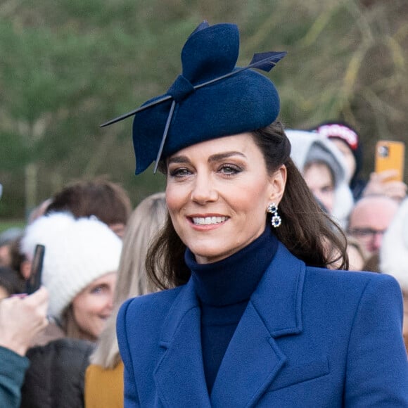 Kate Middleton, princesse de Galles - Les membres de la famille royale britannique lors de la messe du matin de Noël en l'église St-Mary Magdalene à Sandringham, le 25 décembre 2023.