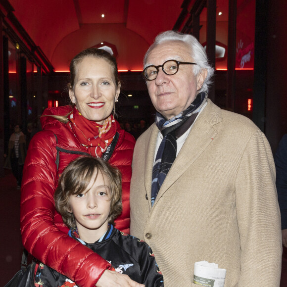 Exclusif - Alain Ducasse, sa femme Gwénäelle Guéguen et leur fils - People au concert de Renaud Capuçon à l'Olympia à Paris, France, le 10 mars 2024.