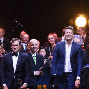 Exclusif - Renaud Capuçon et le chef d'orchestre Duncan Ward - Concert de Renaud Capuçon à l'Olympia à Paris, France, le 10 mars 2024.