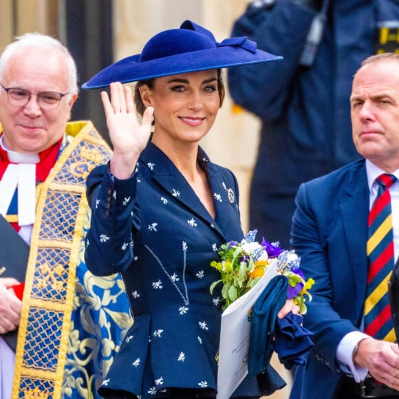 Catherine (Kate) Middleton, princesse de Galles - La famille royale britannique à la sortie du service annuel du jour du Commonwealth à l'abbaye de Westminster à Londres le 13 mars 2023. 